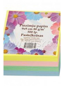 Piezīmju papīrs 9*9 cm 80g 500lp  pasteļkrāsas ar violetu