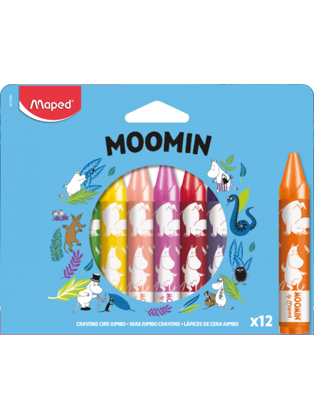 Krītiņi vaska MAPED Wax JUMBO Moomin 12 krāsas, kartona blisterī