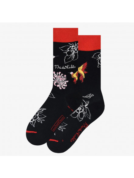 Zeķes Frida Kahlo - Hummingbirds, izm. 36-40, melnas