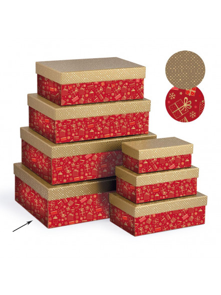 Kaste dv.taisnst.sarkana ar zelta vāku 33x23.5x10.5cm