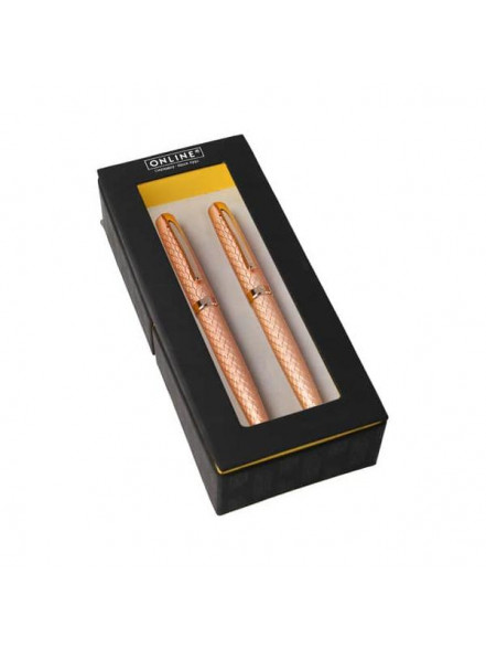 Komplekts Spalvas+Lodīšu pildspalva Diamond Rosegold Eleganza kastē