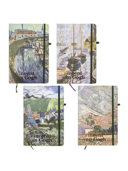 Bloknots A5 līniju 80lp. cietos vākos ar gumiju Vincent van Gogh