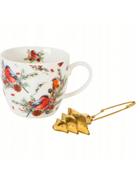 Krūzīte ar sietiņu 460ml Christmas Birds 1