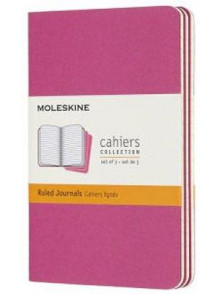 Piezīmju klade Moleskine Cahier, rozā krāsa vāks, 13x21cm, līniju, 3 gab.