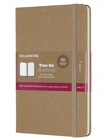 Piezīmju grāmata Moleskine TWO-GO, līniju-baltas lapas, brūna, 11.5x18cm