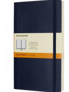 Piezīmju grāmata Moleskine, līniju, mīkstos zilas krāsas vākos, 13x21 cm