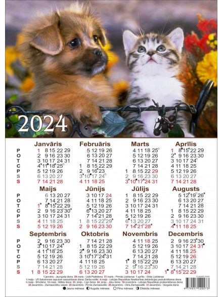 Kalendārs - plakāts A4 2024.gadam
