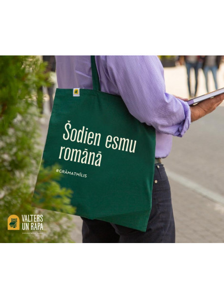 Auduma maisiņš Šodien esmu romānā (zaļš) Auduma maisiņš Šodien esmu romānā (zaļš)