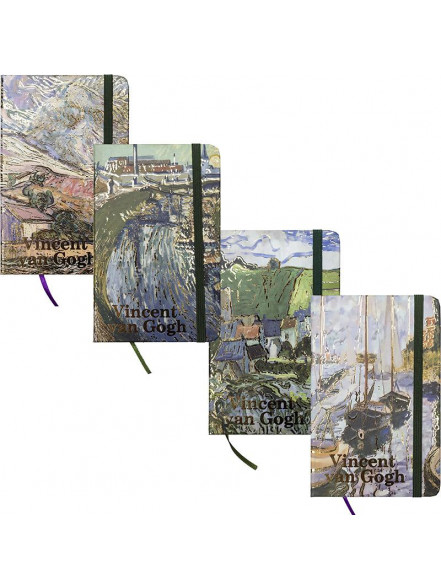 Bloknots A6 līniju 80lp. cietos vākos ar gumiju Vincent van Gogh