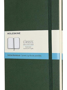 Piezīmju grāmata Moleskine Classic, punktotas lapas, zaļos vākos, 13x21cm