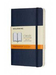 Piezīmju grāmata Moleskine, līniju, mīkstos zilos vākos, 9x14 cm