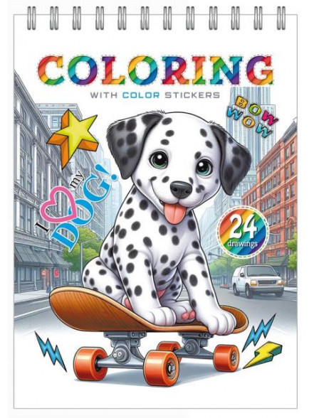 Krāsojamā grāmata FRESH 148*210mm, 12lp + uzlīmes I love my dog! (dizains 24225)