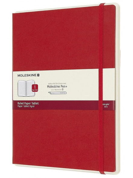 Piezīmju grāmata Moleskine Paper Tablet, līniju ciparu papīrs, sarkans vāks, 19x25 cm