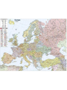 Eiropas politiksā sienas karte laminēta ar līstēm