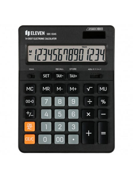 Kalkulators galda, 14 zīmes, melns, Eleven SDC-554SE, 205x155x36mm, 224g., Citizen analogs