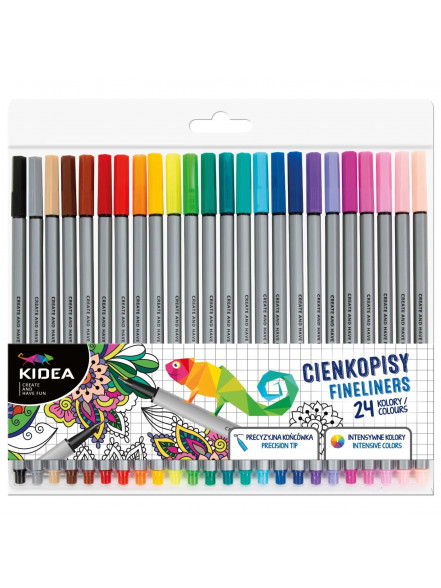 Pildspalvas-marķieri (laineri) 24 krāsas/KIDEA