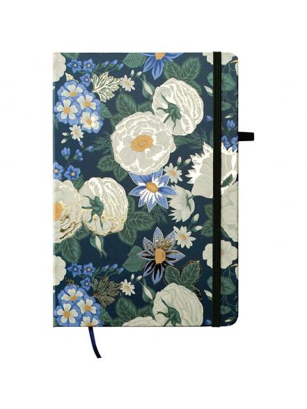 Bloknots A5 līniju 80lp. cietos vākos ar gumiju Flowers