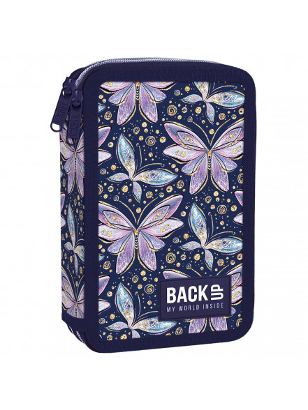 Penālis ar diviem rāvējslēdzējiem BACKUP 7 modelis DW04, 20 x 13 x 5 cm, 350 g, raibs