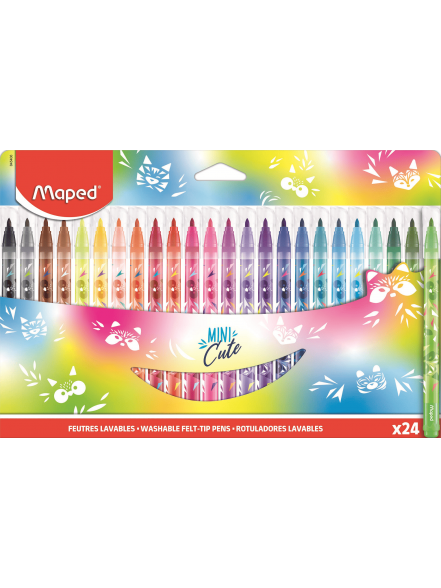 Flomasteri MAPED Mini Cute 2.8mm 24 krāsas, kartona blisterī A