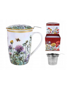 Krūzīte 600ml ar sietiņu un vāciņu L.Lozano Ziedu pļava