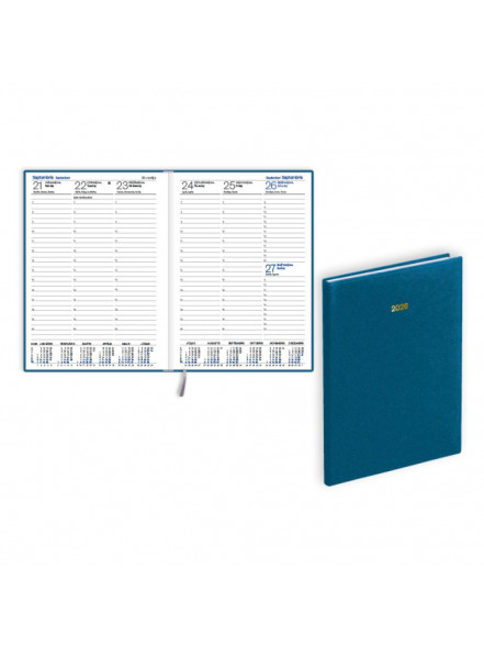 K/2026 Dienasgrāmata PRESTIGE, mākslīgā āda ar tekstūru, gaiši zils