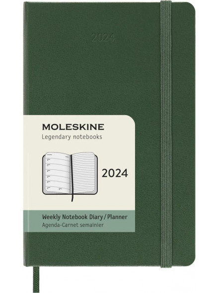 K/2024 Dienasgrāmata Moleskine, nedēļa, 13x21cm, mīkstos tumši zaļos vākos