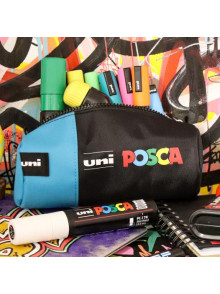 Penālis cilindra UNI Posca ar rāvējslēdzēju, zils/melns