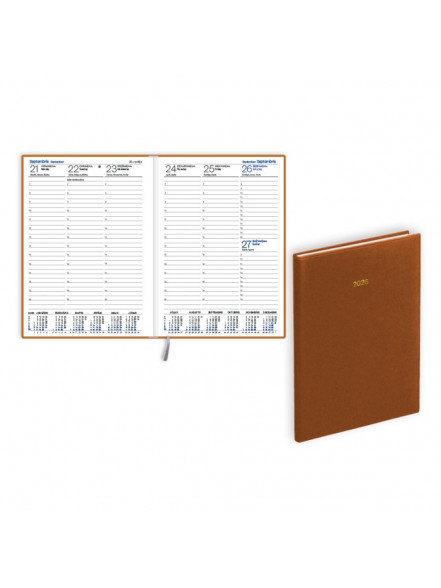 K/2026 Dienasgrāmata PRESTIGE, mākslīgā āda ar tekstūru, brūns