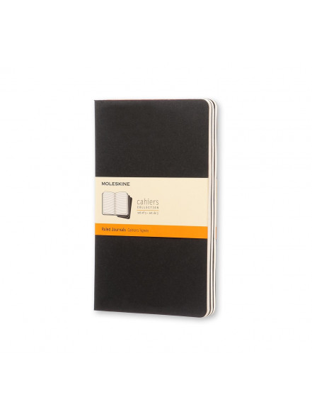 Piezīmju gr.Cahier līn.13x21 melna 80 lpp, 3 gab.