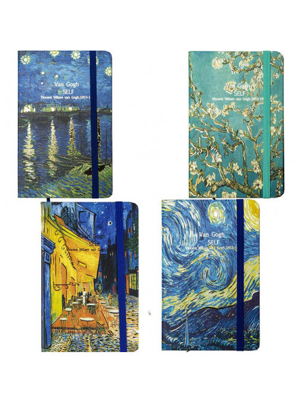 Bloknots A6 līniju 80lp. cietos vākos ar gumiju Vincent van Gogh