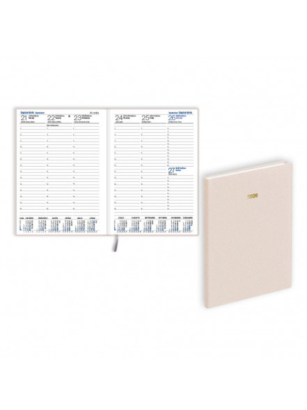 K/2026 Dienasgrāmata PRESTIGE, mākslīgā āda ar tekstūru, bēšs