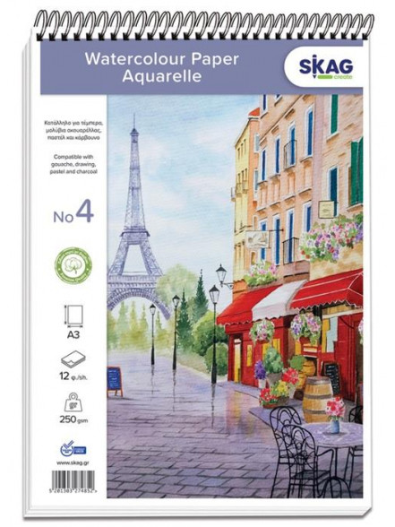 Akvareļu albums SKAG A3 12lp 250g/m2 N04