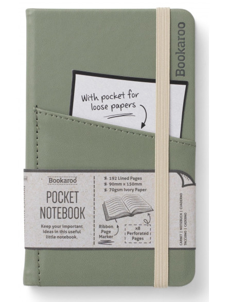 Blociņš Bookaroo POCKET (A6) - pelēkzaļa