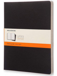 Piezīmju klade Moleskine Cahier, melnos vākos, XXL 21.59x27.94 cm, līniju, 120 lpp, 3 gab.