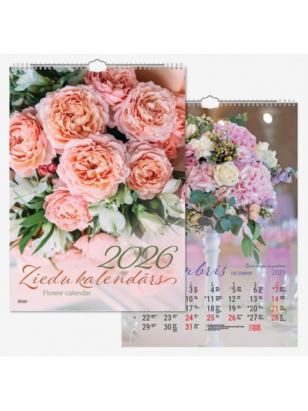 Sienas kalendārs Ziedi 2026