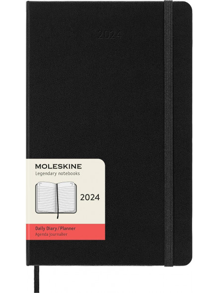 K/2024 Dienasgrāmata Moleskine ,  13x21 cm, diena, cietos melnos vākos