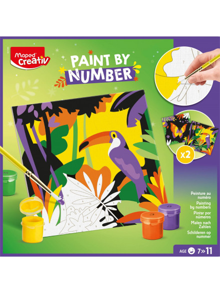 MAPED Creativ krāsošanas komplekts Paint by number, tukāns / tauriņš, 7>11