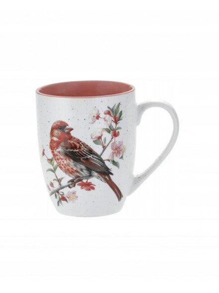 Krūze 325ml ar puntu un ziediem, rozā