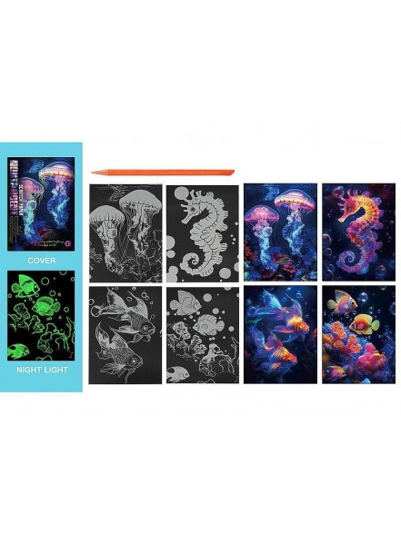 Zīmēšanas kartiņas 32x25cm Jūras dzīvnieki (4)