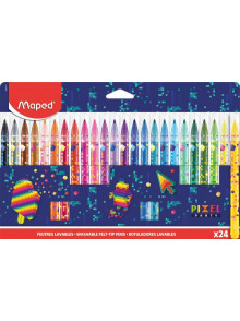 Flomasteri MAPED Pixel Party 8mm 24 krāsas Flomasteri MAPED Pixel Party 8mm 24 krāsas
