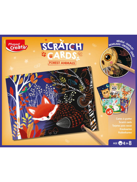 MAPED Creativ skrāpējamās kartiņas 5 gab. Meža dzīvnieki