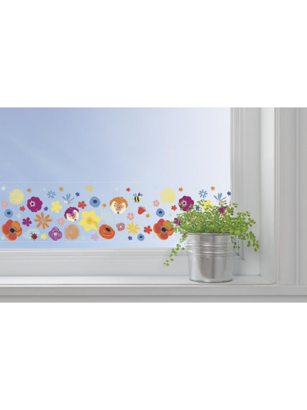 Dekoratīva uzlīme logiem 2m Ziedi