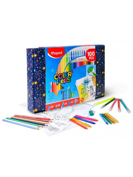Komplekts MAPED Color’Peps 100gab.+ 15 kartiņas A4