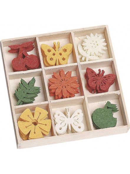 Filca ornamentu komplekts Fruit-Butterflies-Flowers, 45gab.