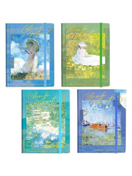 Bloknots A6 līniju 80lp. cietos vākos ar gumiju Claude Monet