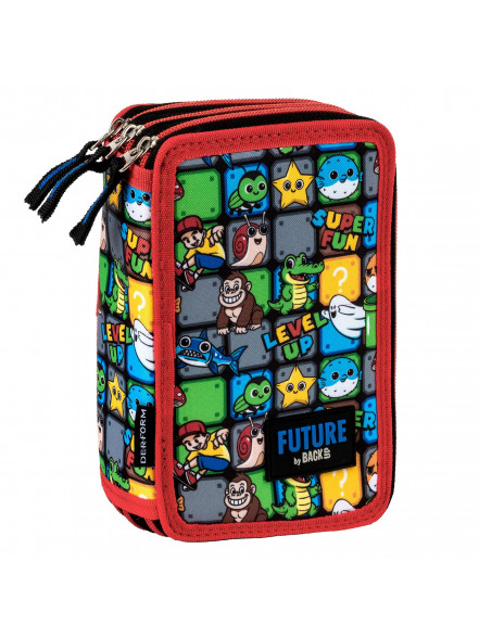Penālis pildīts ar trīs rāvējslēdzējiem BackUP x 13 x 7 cm Zvēriņi