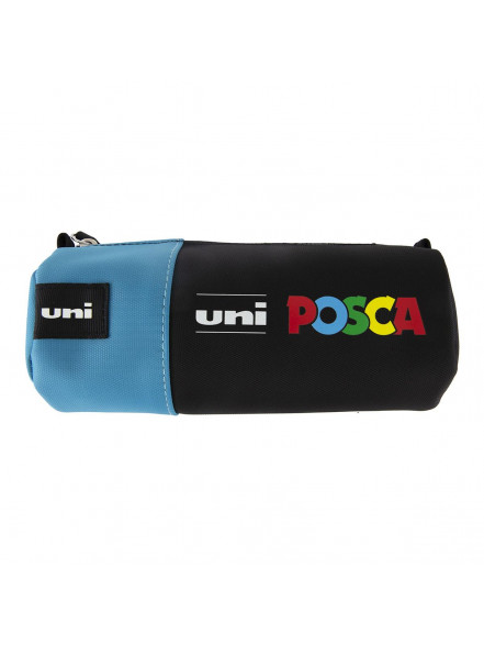 Penālis cilindra UNI Posca ar rāvējslēdzēju, zils/melns