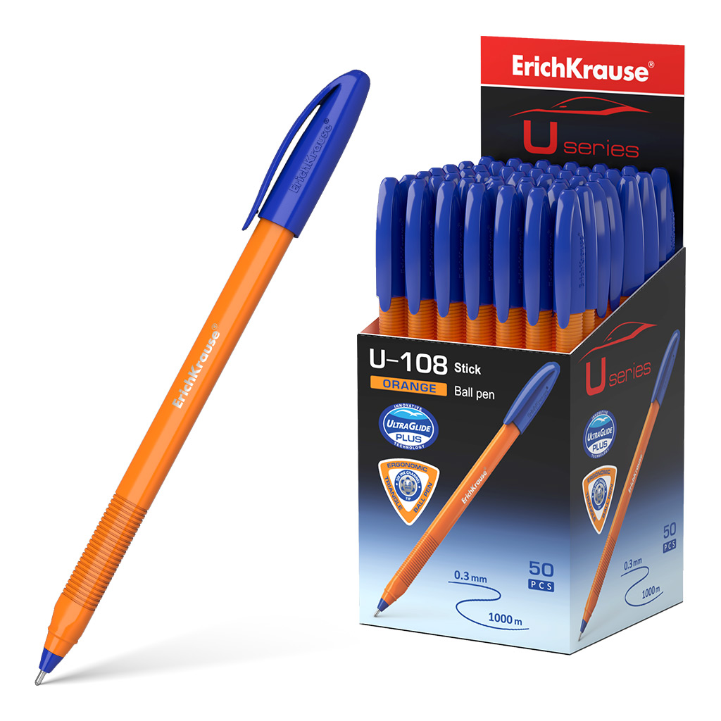 Lodīšu pildspalav ErichKrause U18 Orange Stick zila